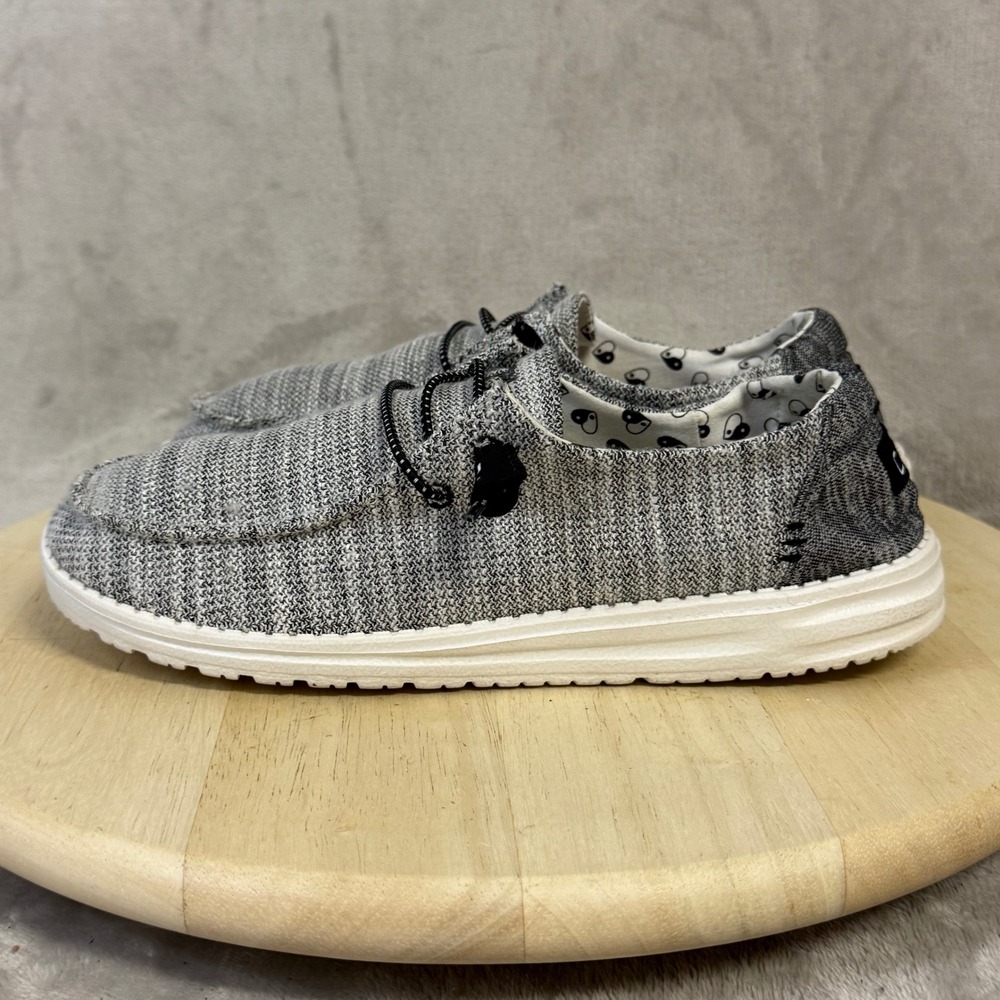 Hey Dude Wendy Stretch Yin Yang Grey Knit Slip On Loafer Shoe 121413351 Womens 9 - Picture 3 of 16